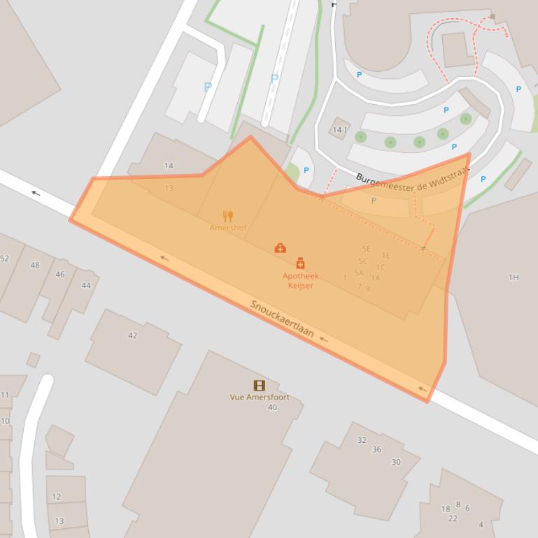 Kaart van postcodegebied 3811MA.