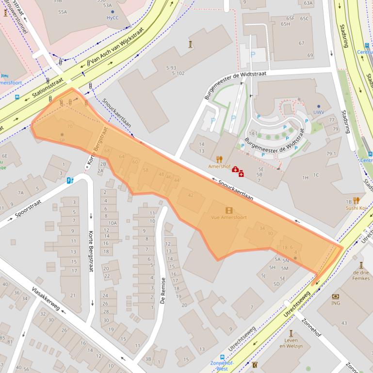 Kaart van postcodegebied 3811MB.