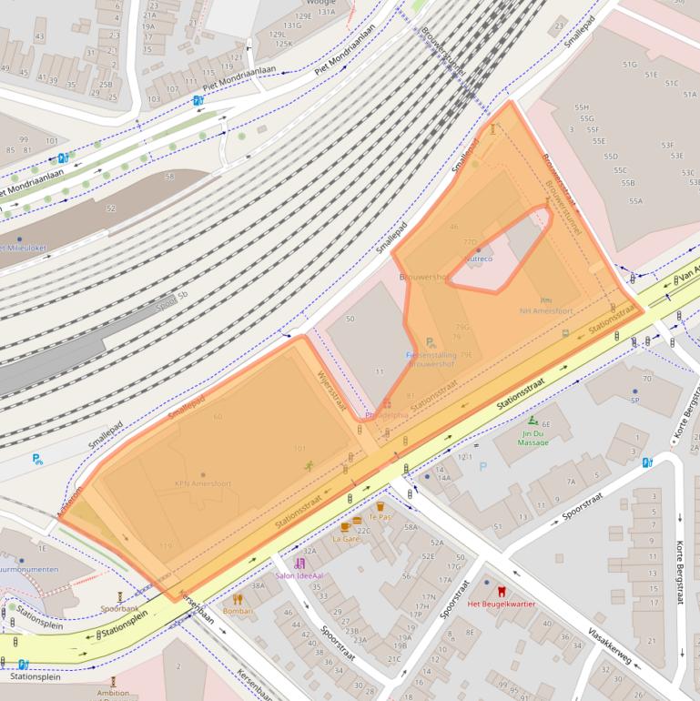 Kaart van postcodegebied 3811MH.