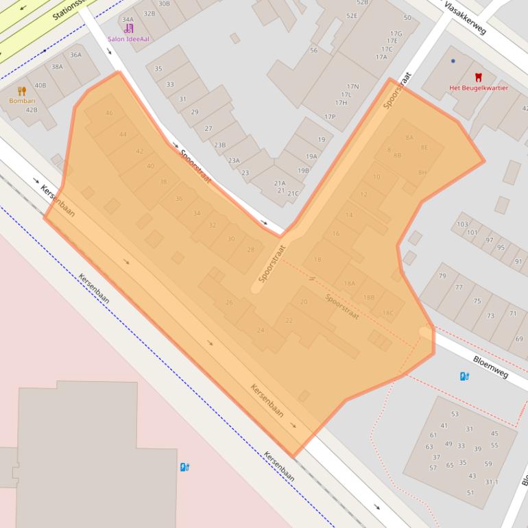 Kaart van postcodegebied 3811MP.