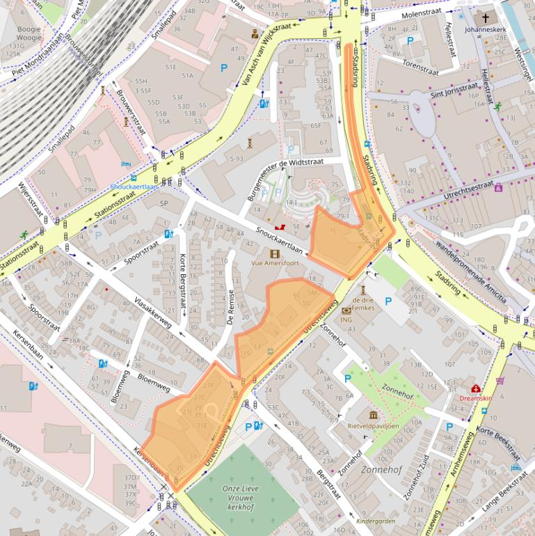 Kaart van postcodegebied 3811NA.