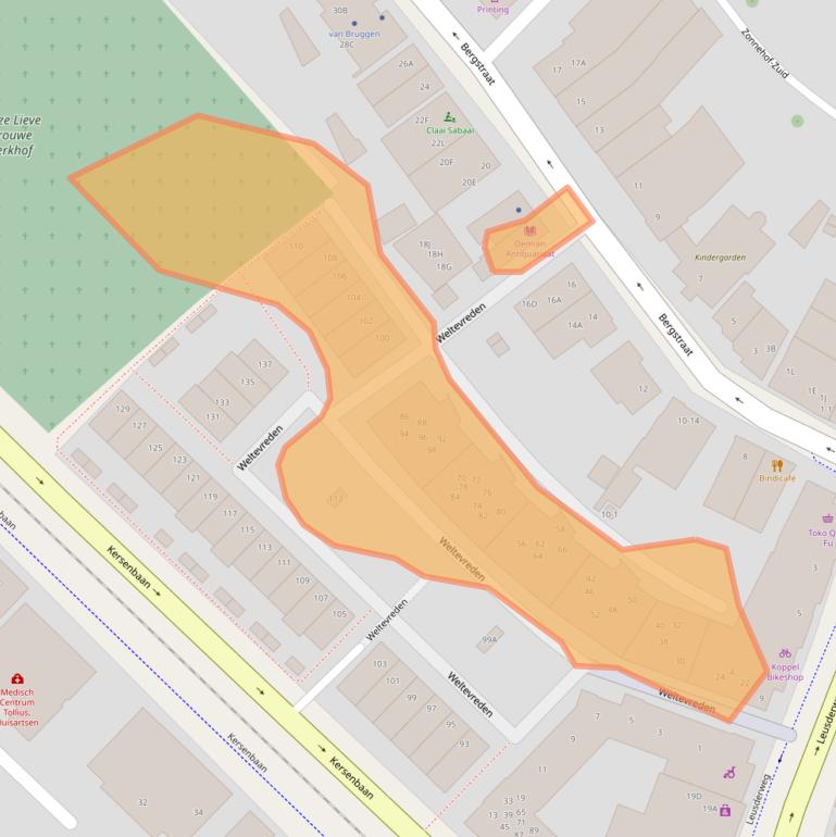 Kaart van postcodegebied 3811NL.