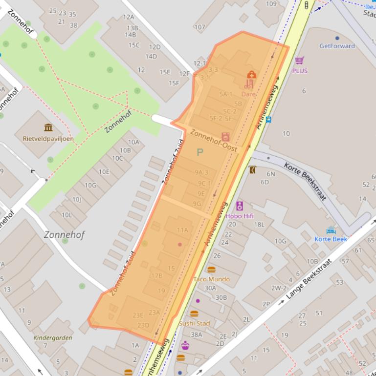 Kaart van postcodegebied 3811NN.