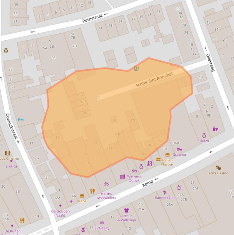 Kaart van postcodegebied 3811PK.