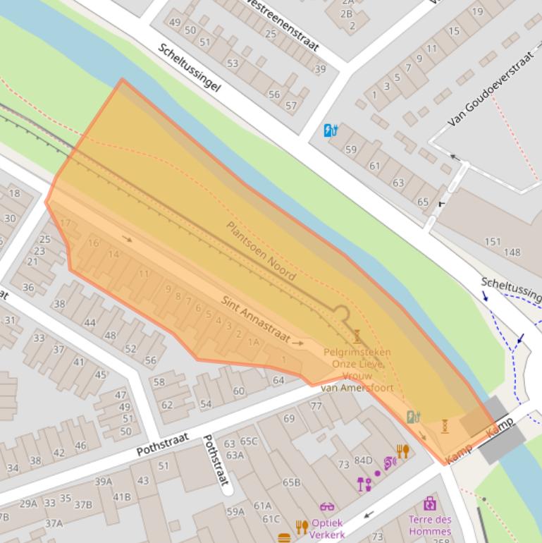 Kaart van postcodegebied 3811WB.