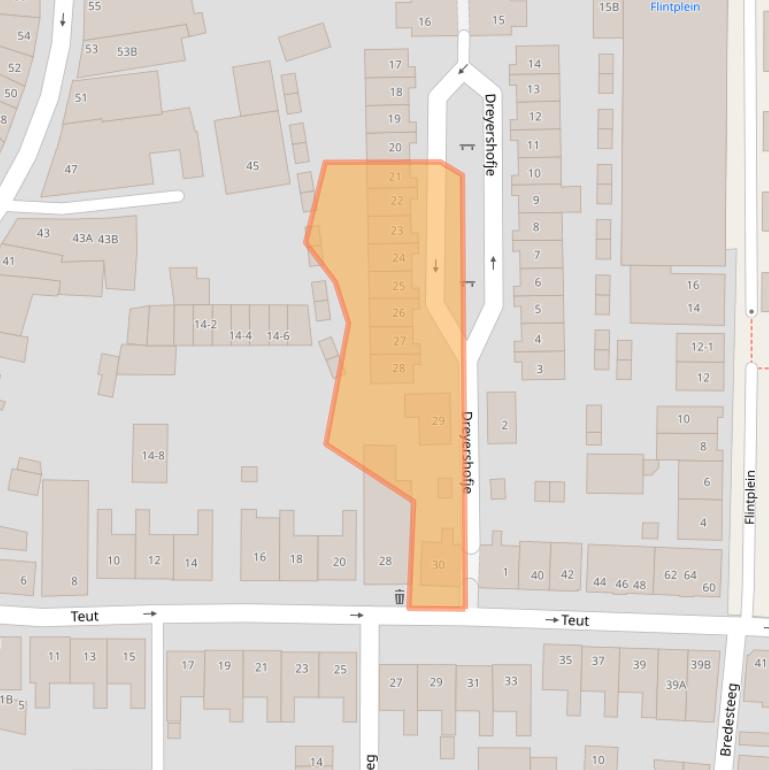 Kaart van postcodegebied 3811WX.