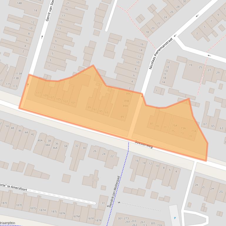 Kaart van postcodegebied 3812AC.