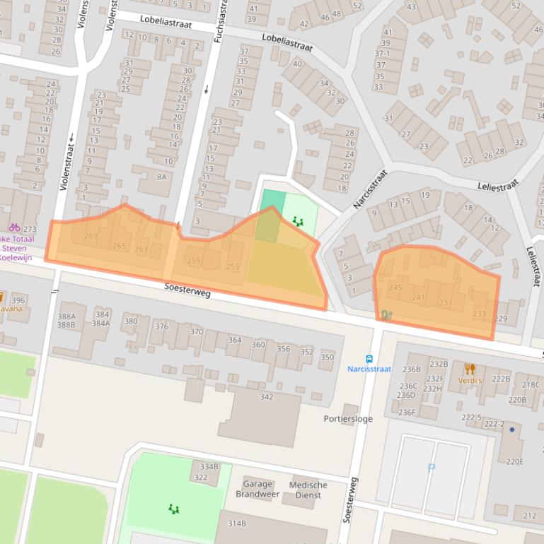 Kaart van postcodegebied 3812AH.