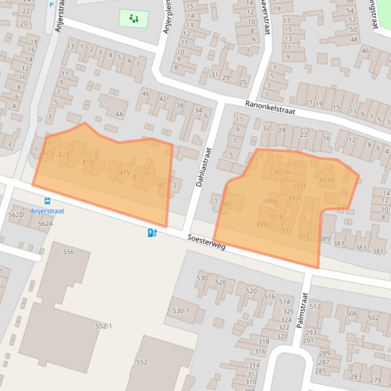 Kaart van postcodegebied 3812AM.