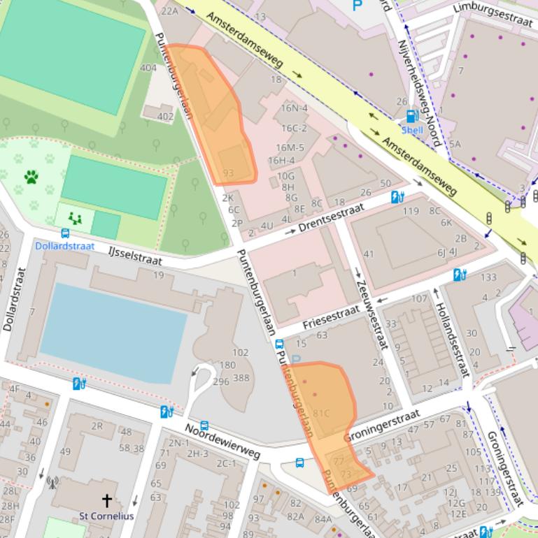 Kaart van postcodegebied 3812CC.