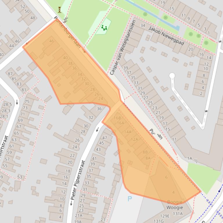 Kaart van postcodegebied 3812CE.