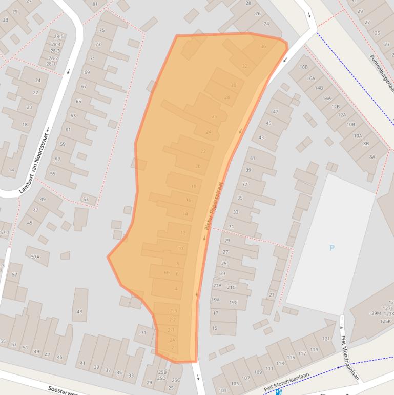 Kaart van postcodegebied 3812CJ.