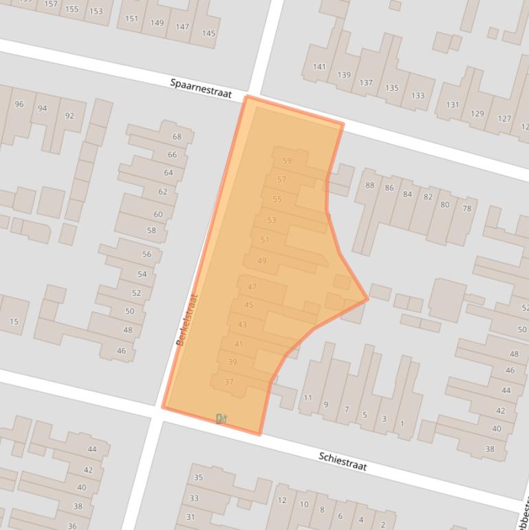 Kaart van postcodegebied 3812KB.
