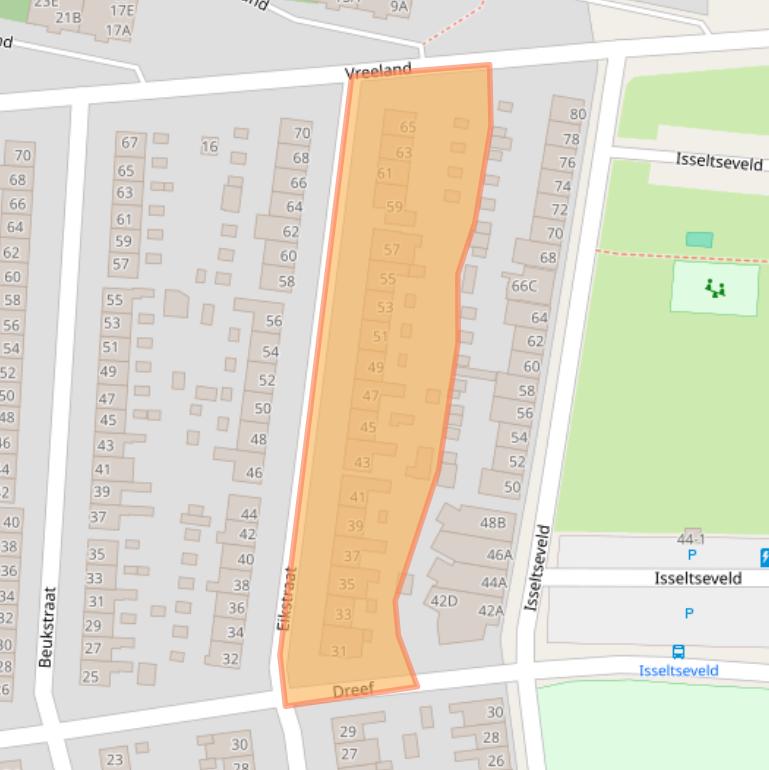 Kaart van postcodegebied 3812MB.