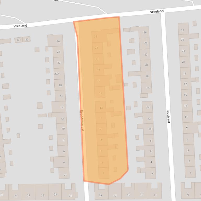 Kaart van postcodegebied 3812NA.