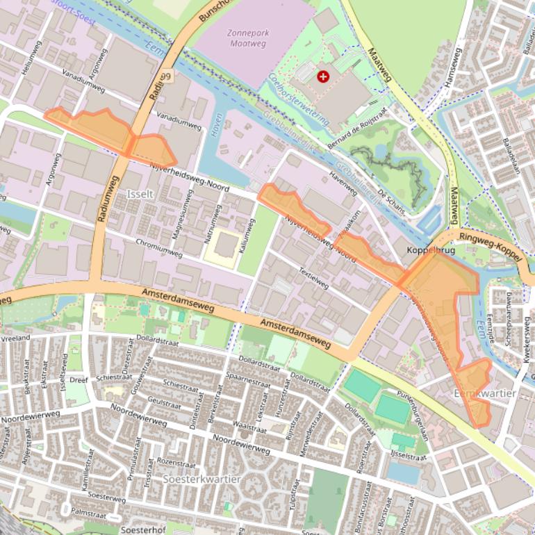 Kaart van postcodegebied 3812PK.