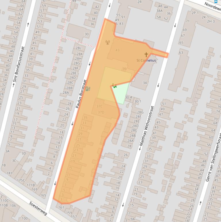 Kaart van postcodegebied 3812TA.