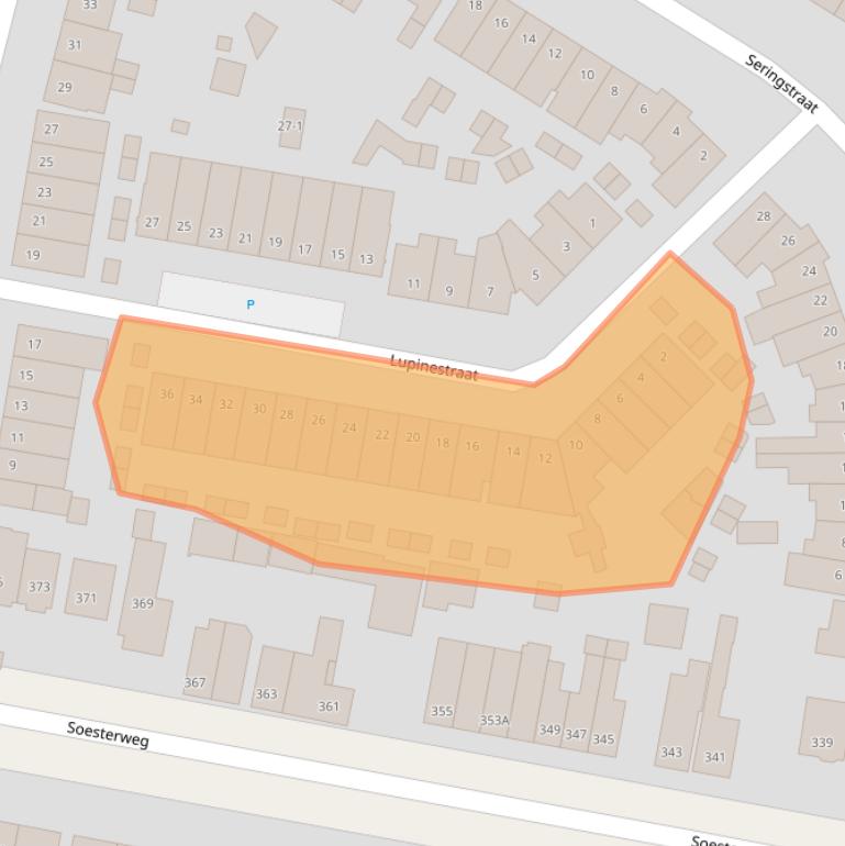 Kaart van postcodegebied 3812XG.