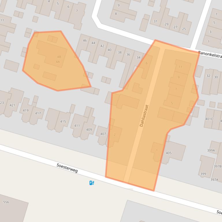 Kaart van postcodegebied 3812XS.