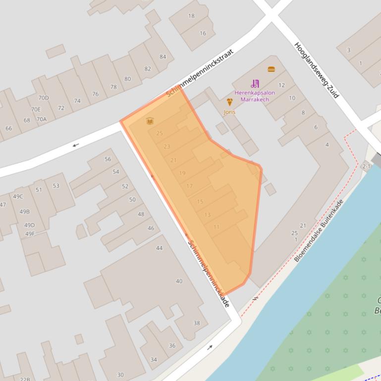 Kaart van postcodegebied 3813AC.