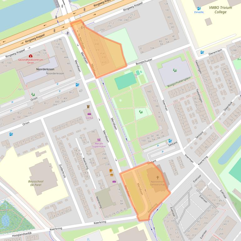 Kaart van postcodegebied 3813AT.