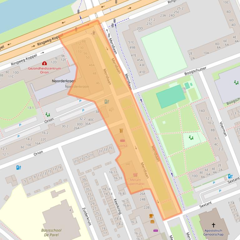 Kaart van postcodegebied 3813AW.