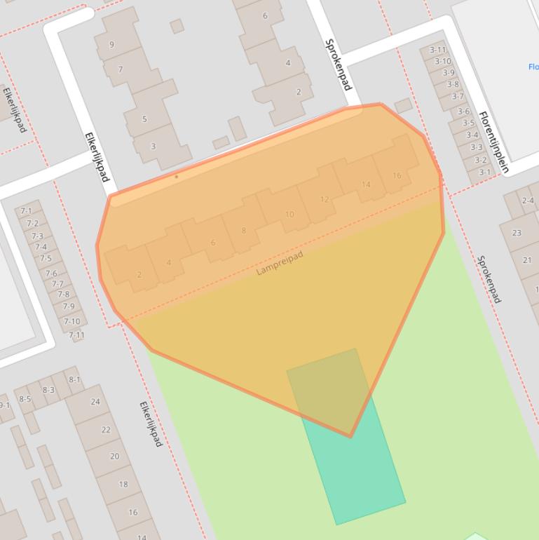 Kaart van postcodegebied 3813DZ.