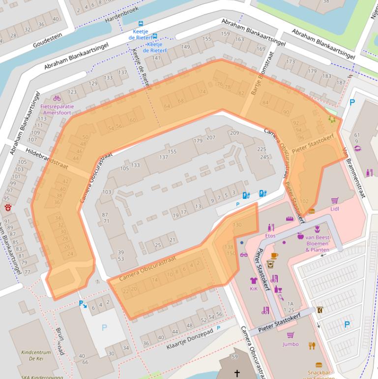 Kaart van postcodegebied 3813PL.