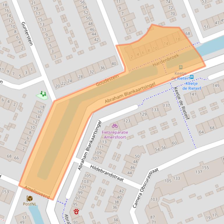 Kaart van postcodegebied 3813RK.