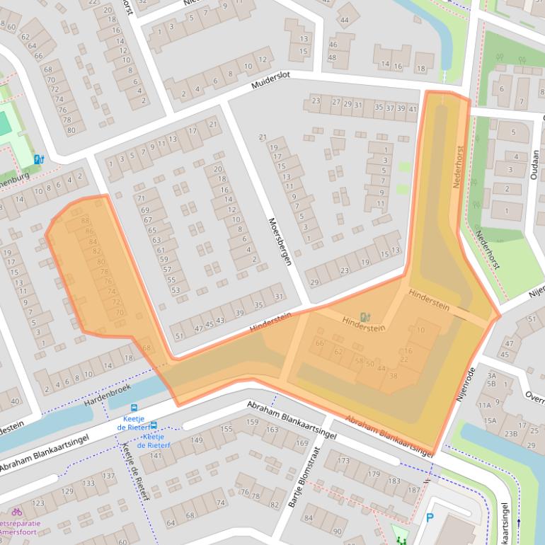 Kaart van postcodegebied 3813RM.