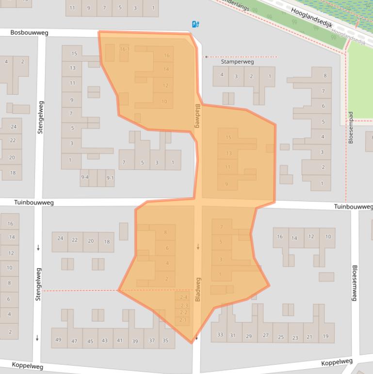 Kaart van postcodegebied 3813SX.