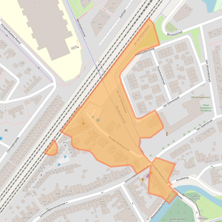 Kaart van postcodegebied 3813TC.