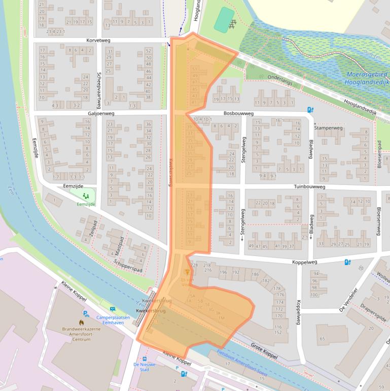 Kaart van postcodegebied 3813TG.