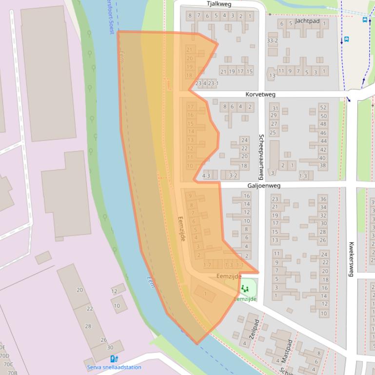 Kaart van postcodegebied 3813TS.