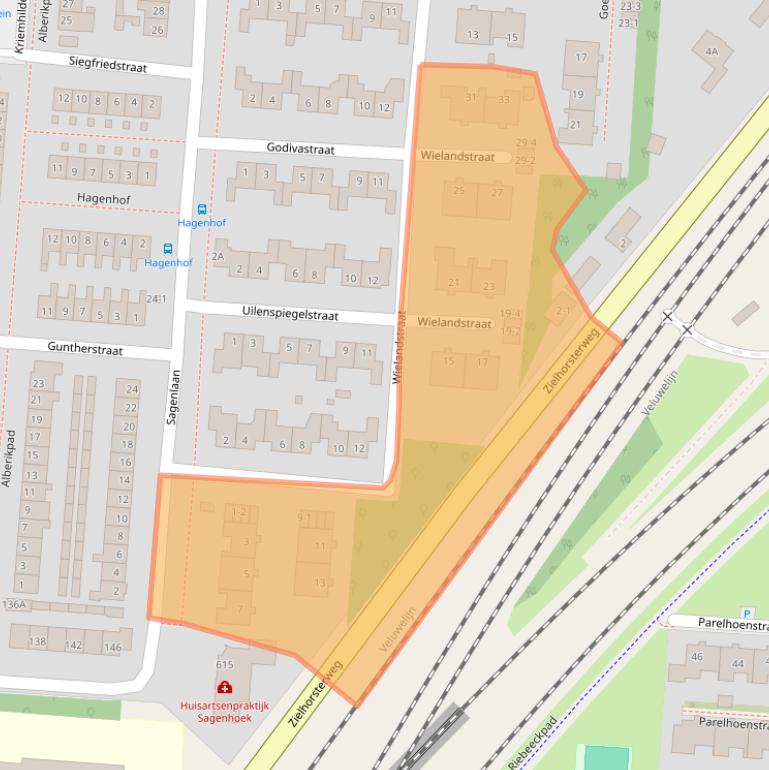 Kaart van postcodegebied 3813WB.