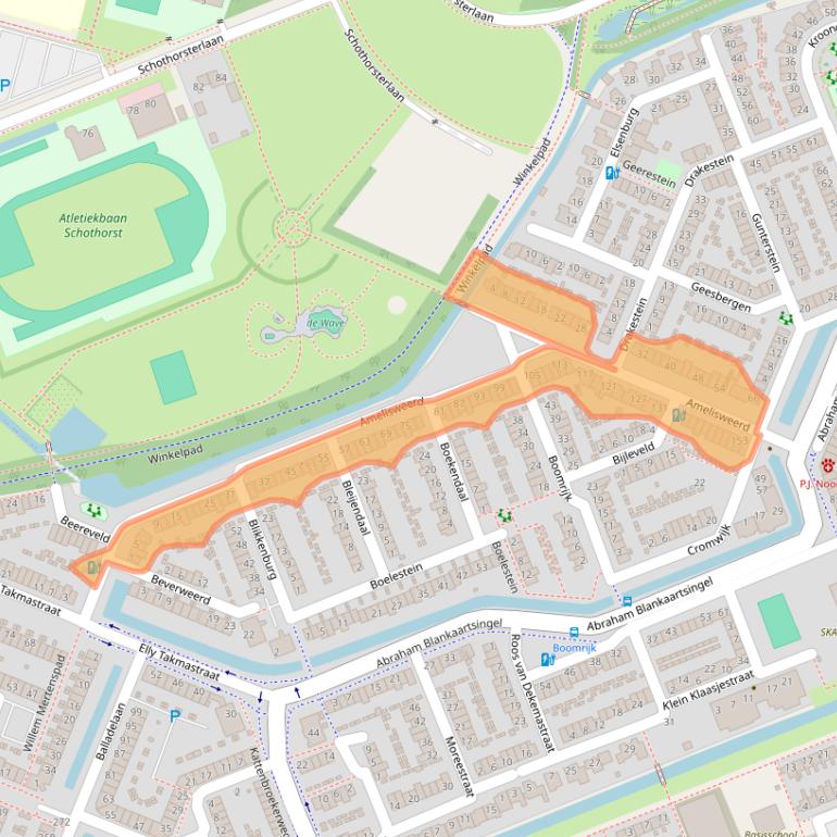 Kaart van postcodegebied 3813XE.