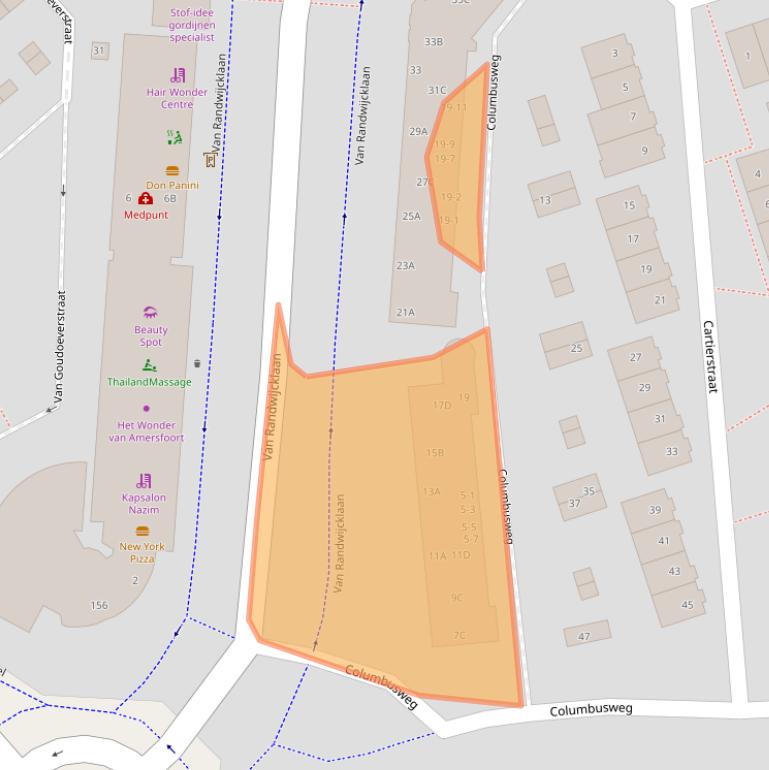 Kaart van postcodegebied 3814AA.