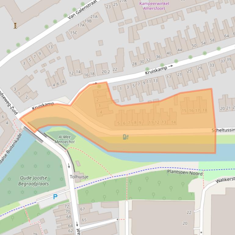 Kaart van postcodegebied 3814BE.