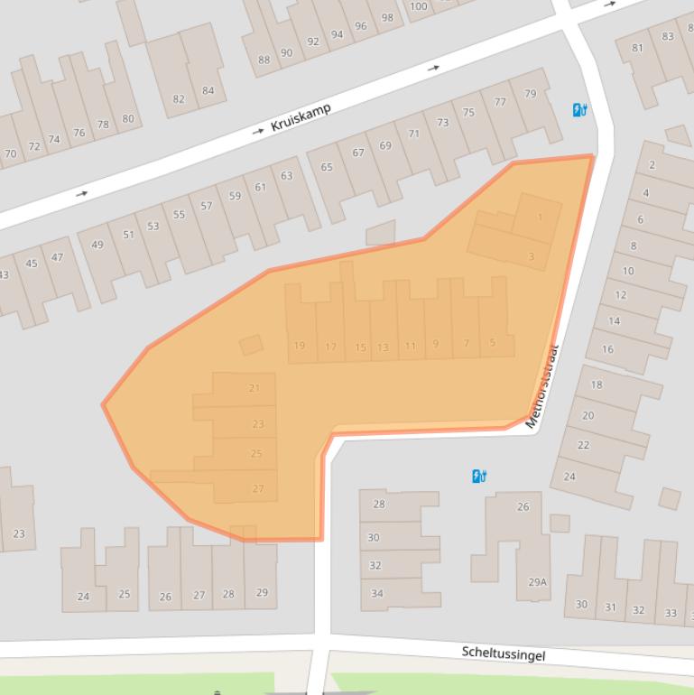 Kaart van postcodegebied 3814BL.