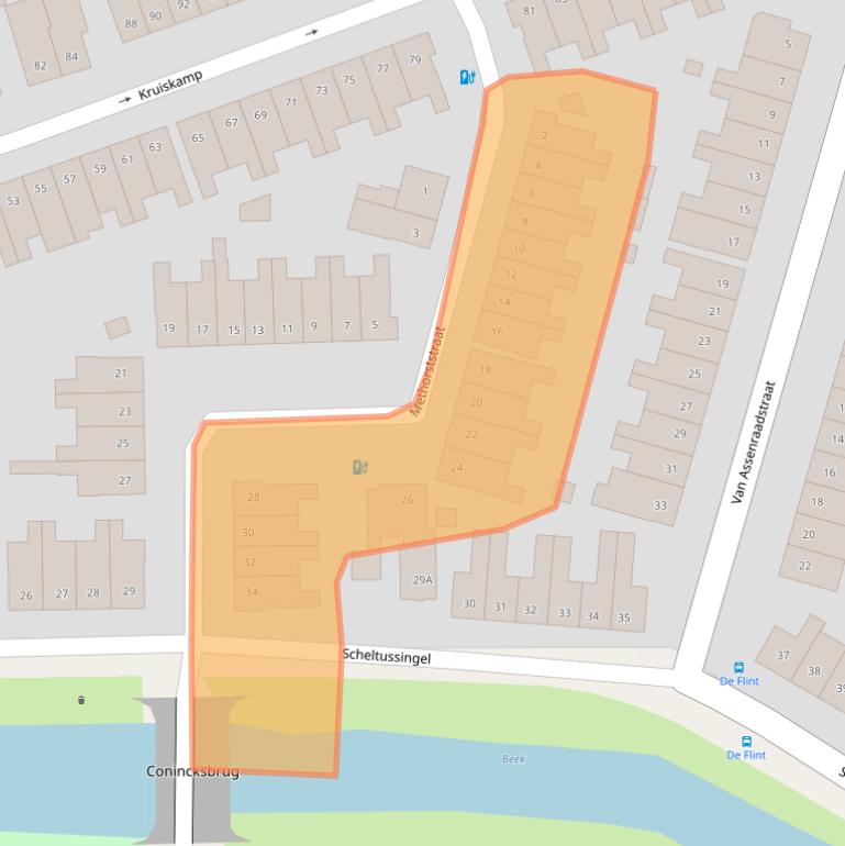 Kaart van postcodegebied 3814BM.