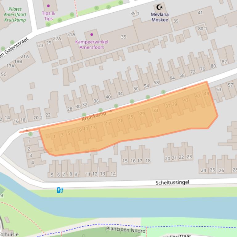 Kaart van postcodegebied 3814PA.