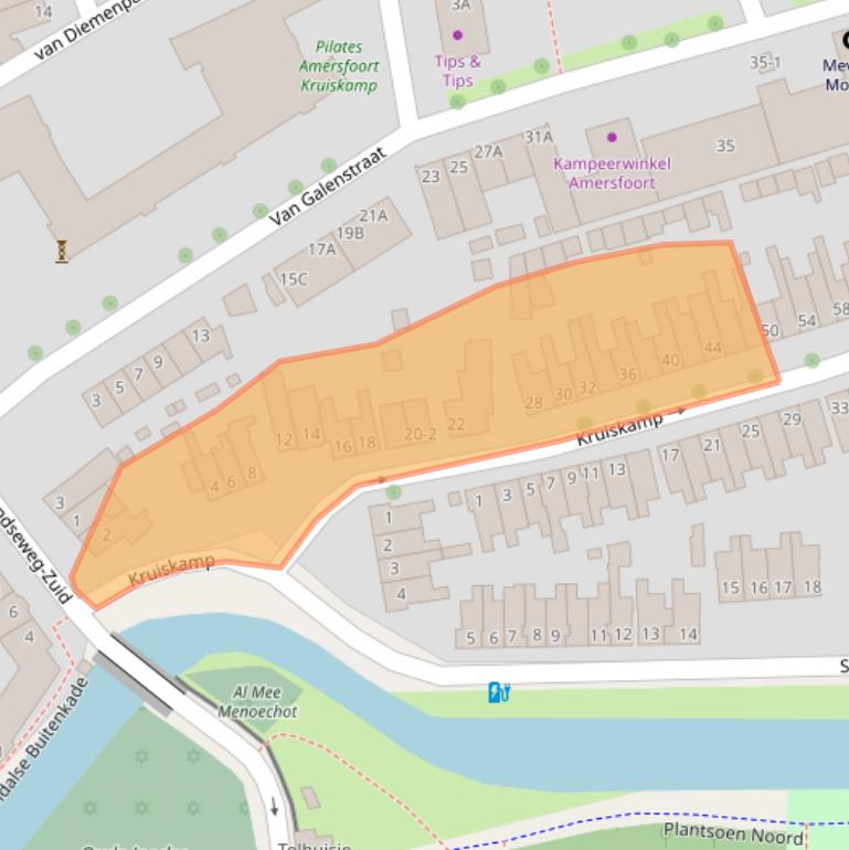 Kaart van postcodegebied 3814PC.