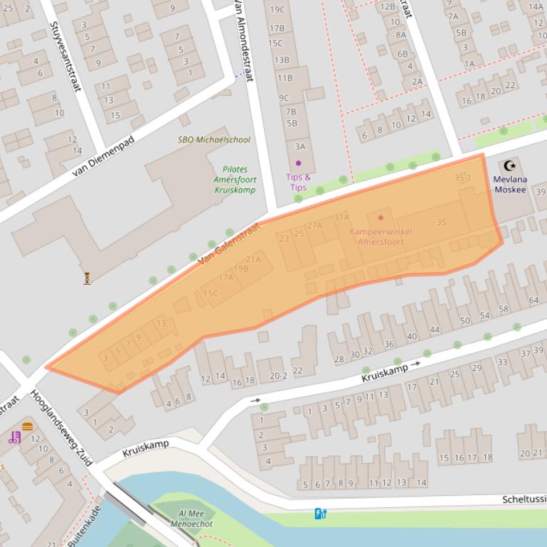 Kaart van postcodegebied 3814RA.