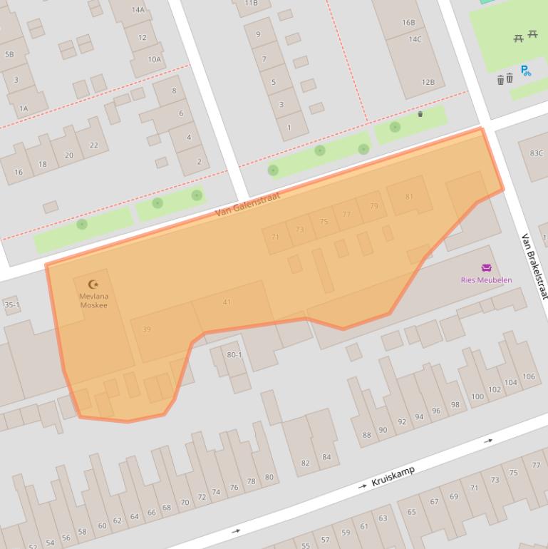 Kaart van postcodegebied 3814RB.