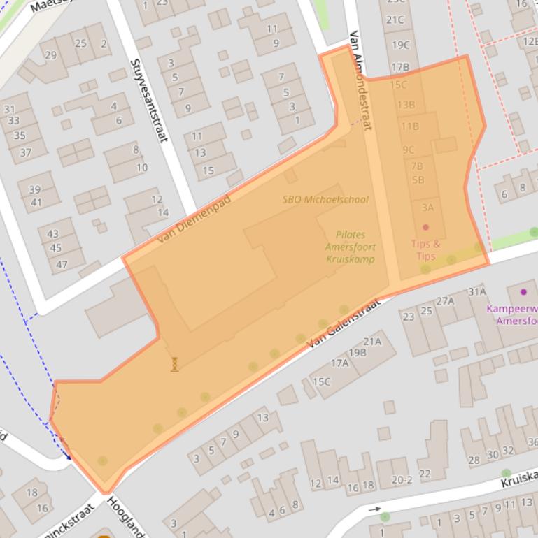 Kaart van postcodegebied 3814RV.