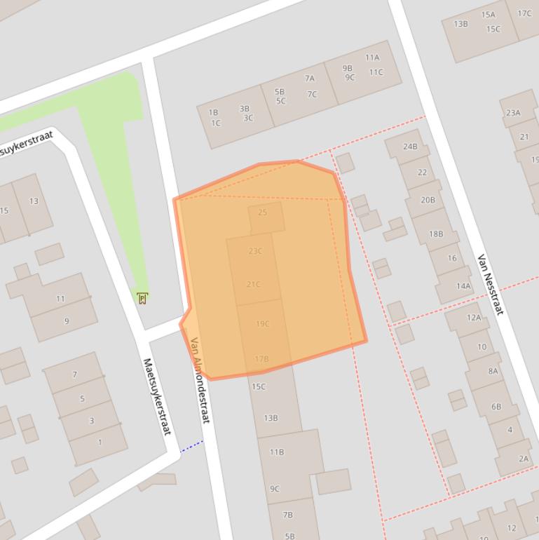 Kaart van postcodegebied 3814RW.