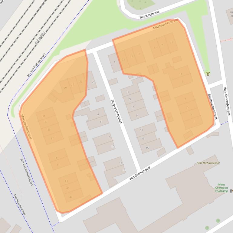 Kaart van postcodegebied 3814RX.