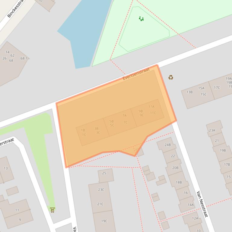 Kaart van postcodegebied 3814SB.