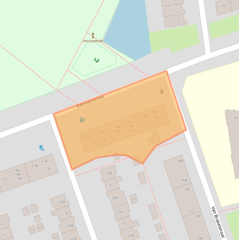 Kaart van postcodegebied 3814SE.