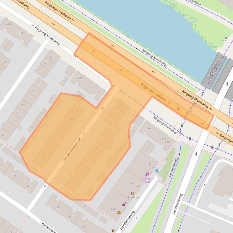Kaart van postcodegebied 3814TM.
